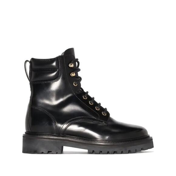 Isabel Marant Campa Black Leather Lace-Up Ankle Boots - Picture 1 of 9